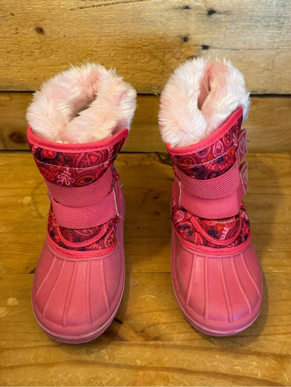 Thermolite Girls Pink Faux Fur Winter Snow Boots - Kids Size 9/10